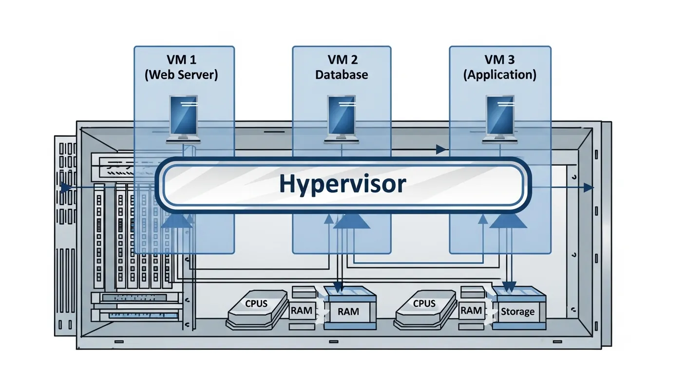 Diagrama de funcionamento do Hypervisor na virtualização