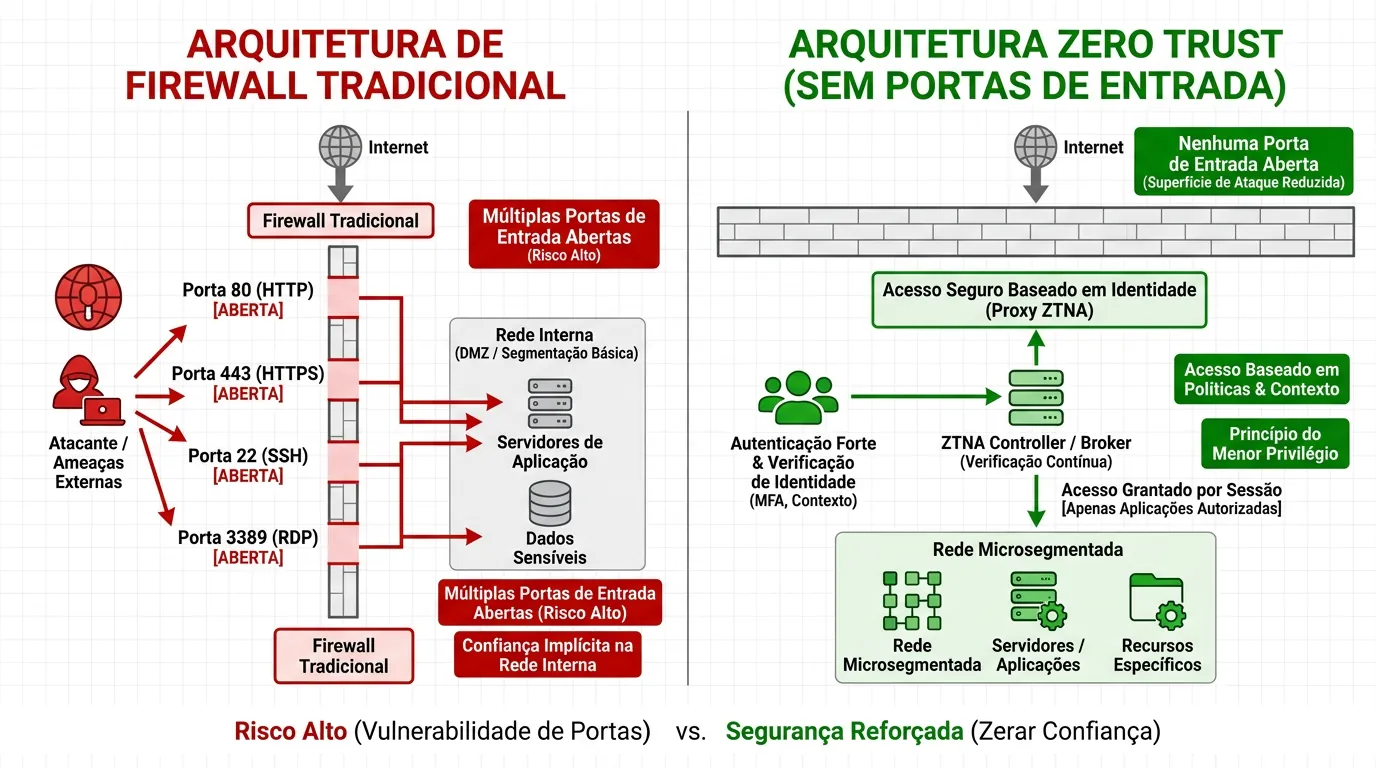 Diagrama Inbound Port Forwarding vs Outbound Tunnel