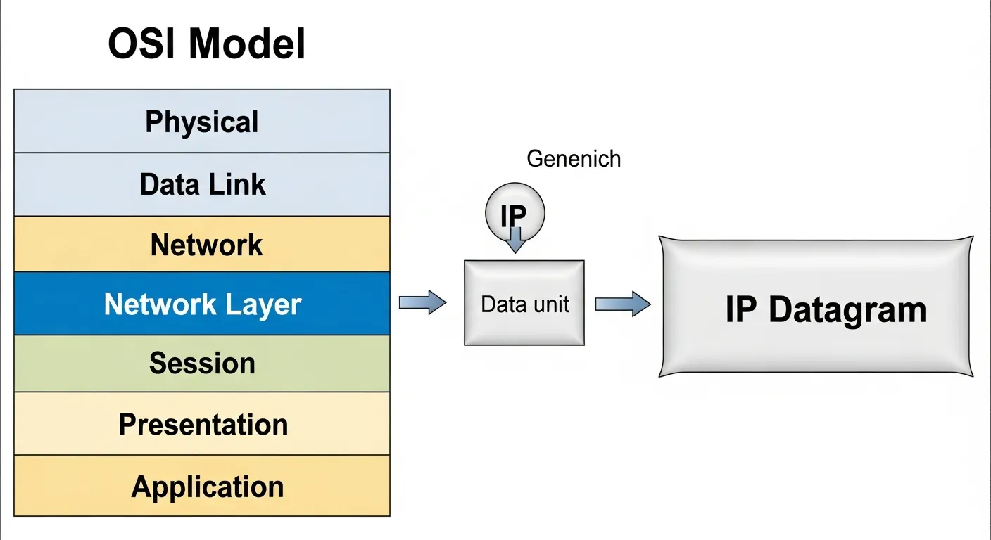 Diagrama do Modelo OSI e encapsulamento do Datagrama IP