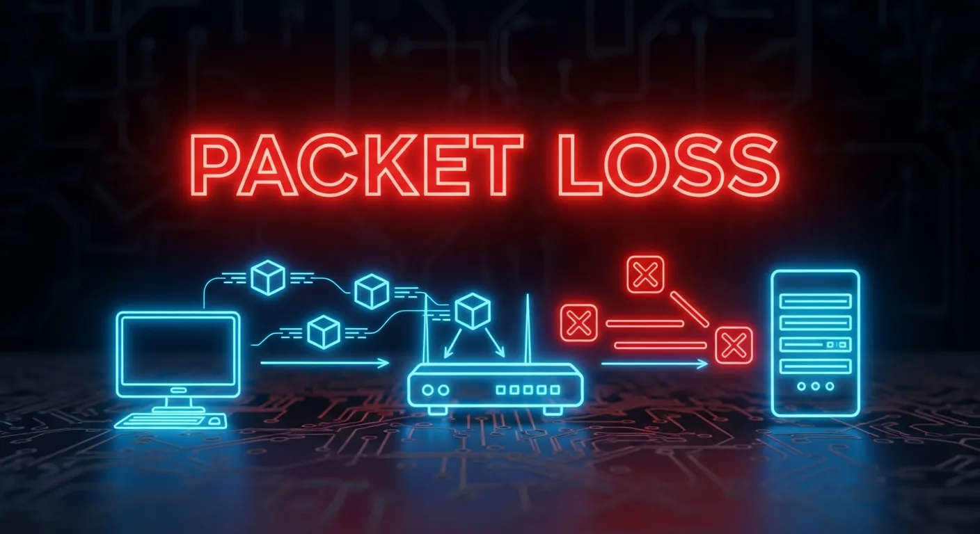 Diagrama ilustrando a perda de pacotes em uma rede de computadores