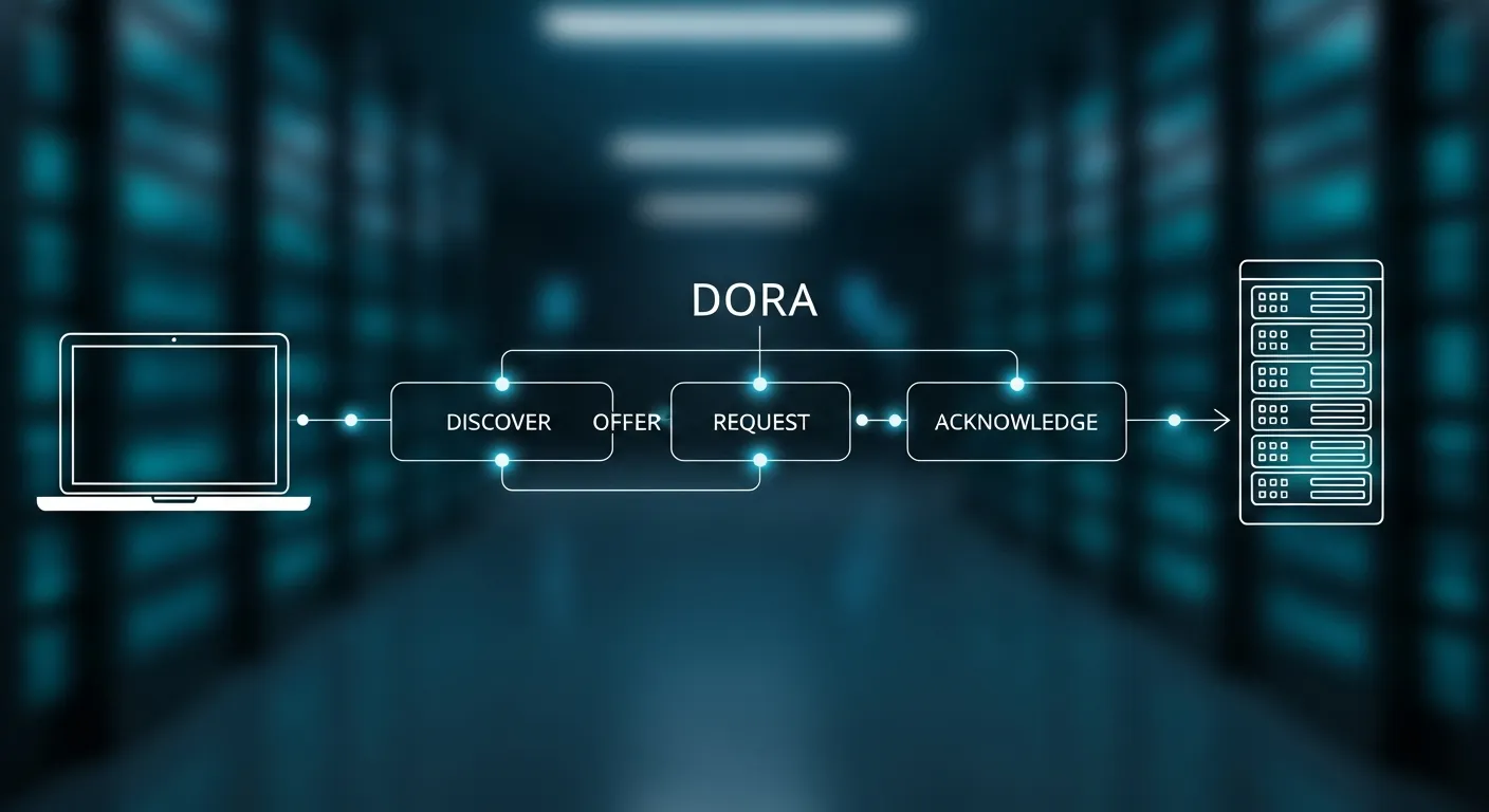 Diagrama do processo DORA no protocolo DHCP