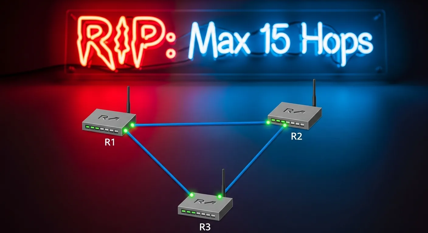 Diagrama ilustrando o limite de saltos do protocolo RIP