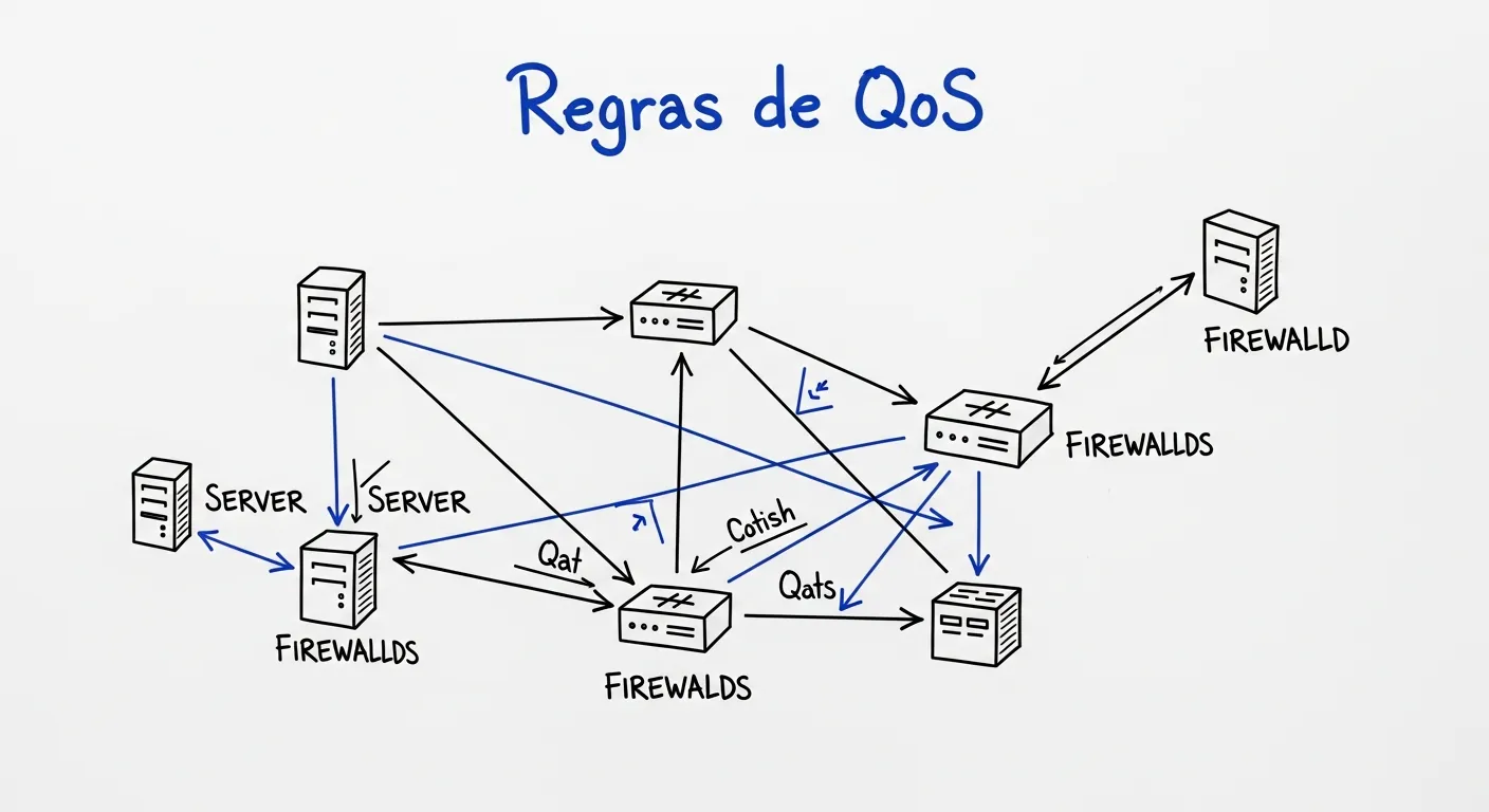 Diagrama de rede com regras QoS