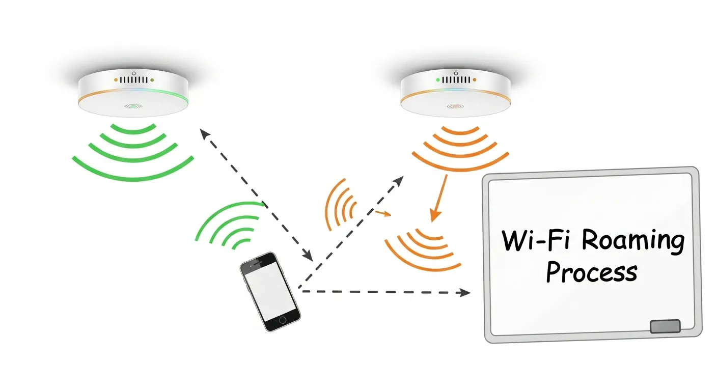 Diagrama de roaming em redes sem fio corporativas