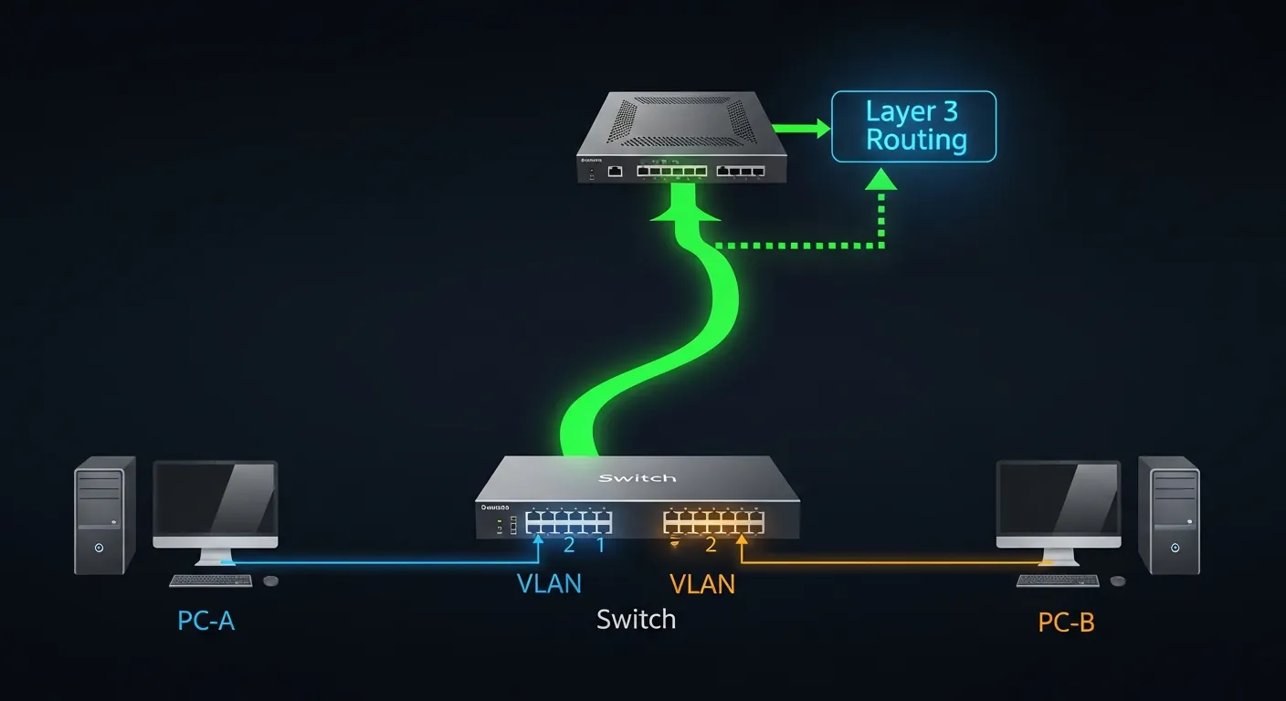 Diagrama de roteamento entre VLANs
