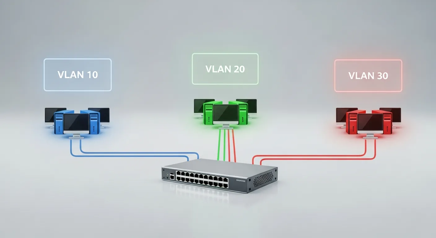 Diagrama de segmentação de rede com VLANs