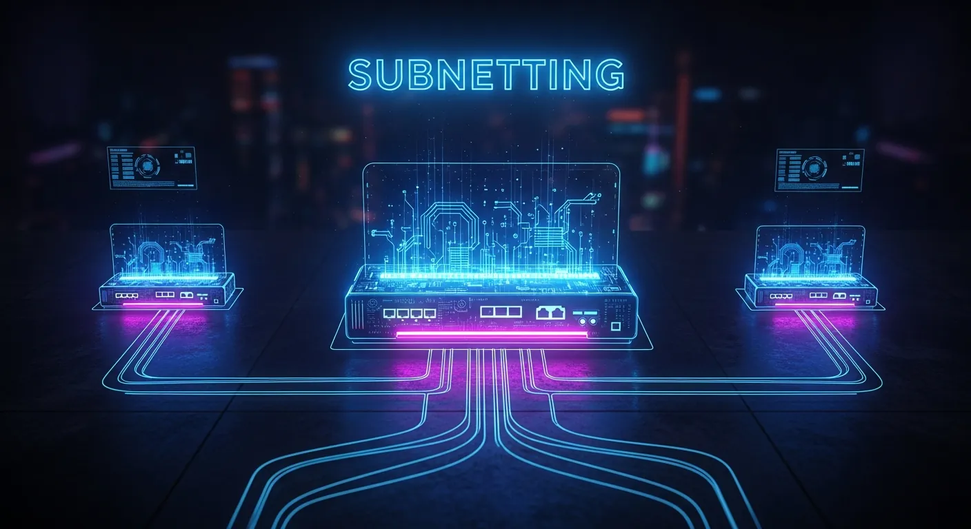 Diagrama visual de subnetting dividindo redes