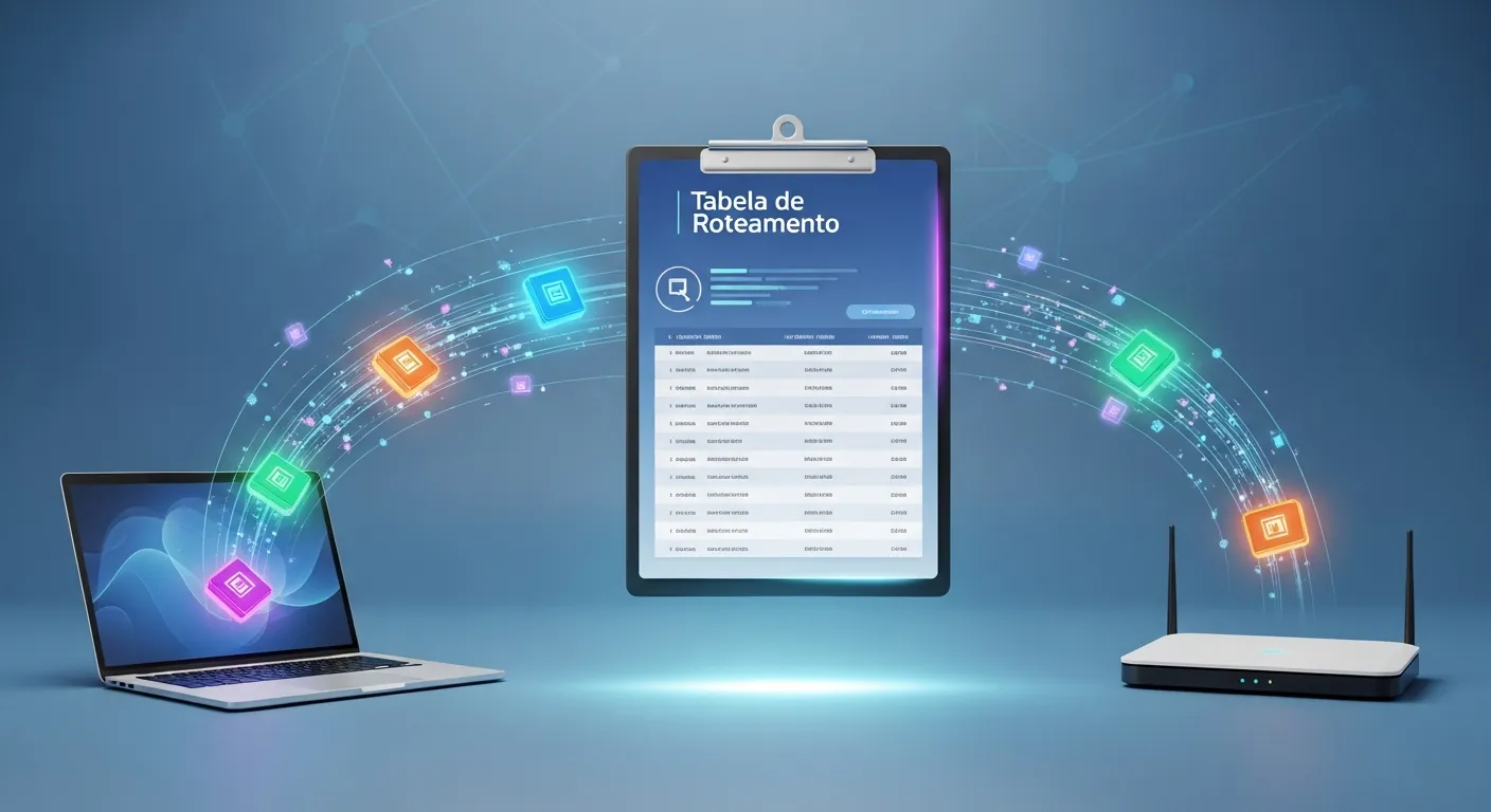 Diagrama de como funciona uma tabela de roteamento de IPs