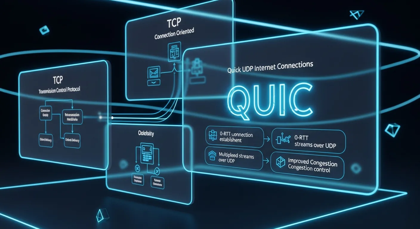 Diagrama comparativo entre TCP e QUIC