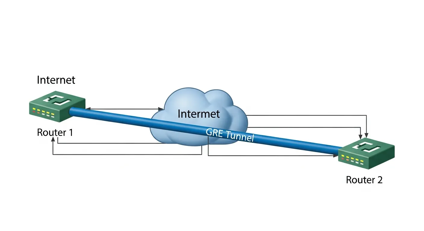 Diagrama de funcionamento de um túnel GRE