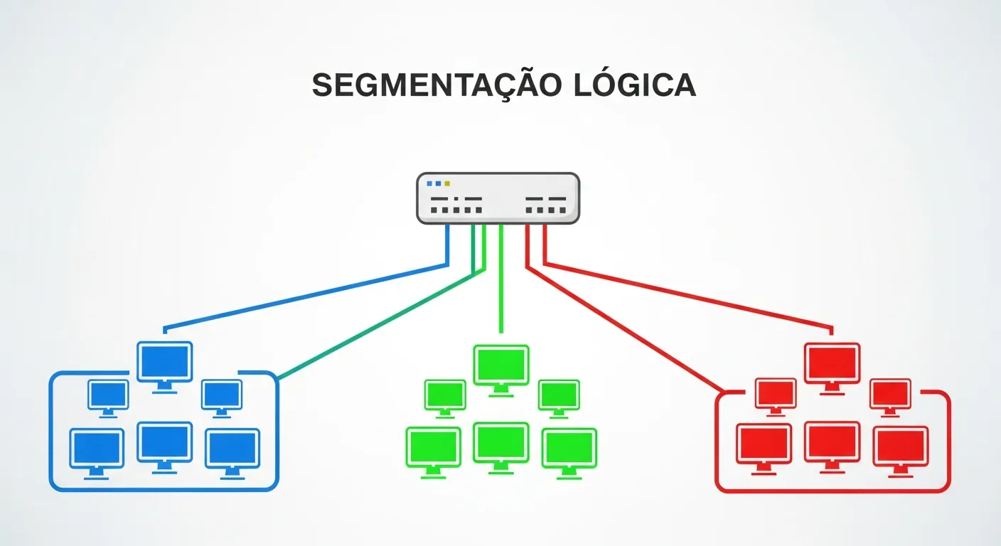 Diagrama de segmentação de rede com VLANs