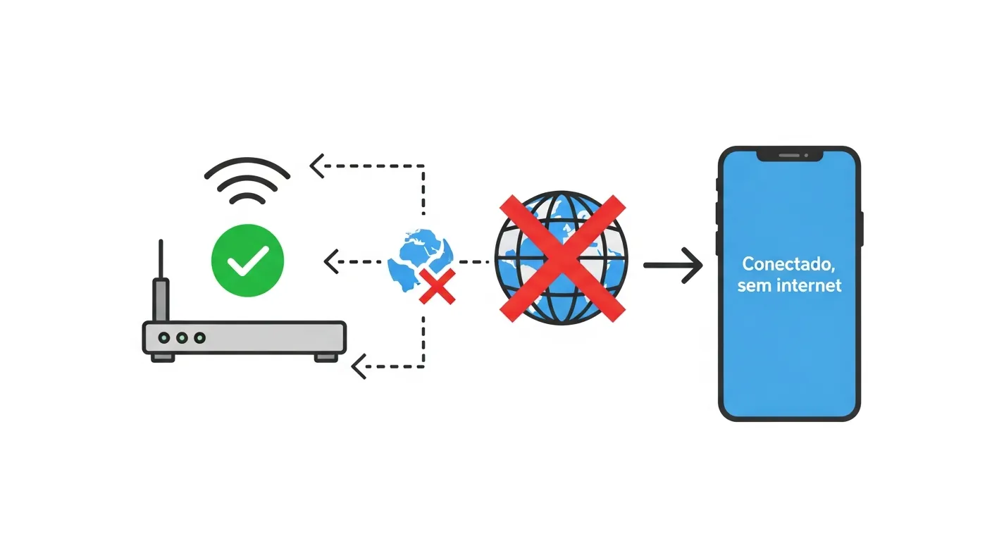 Diagrama explicativo de conexão Wi-Fi sem internet