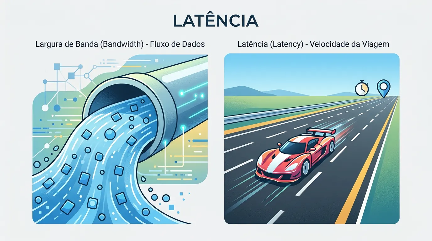 Diferença entre largura de banda e latência