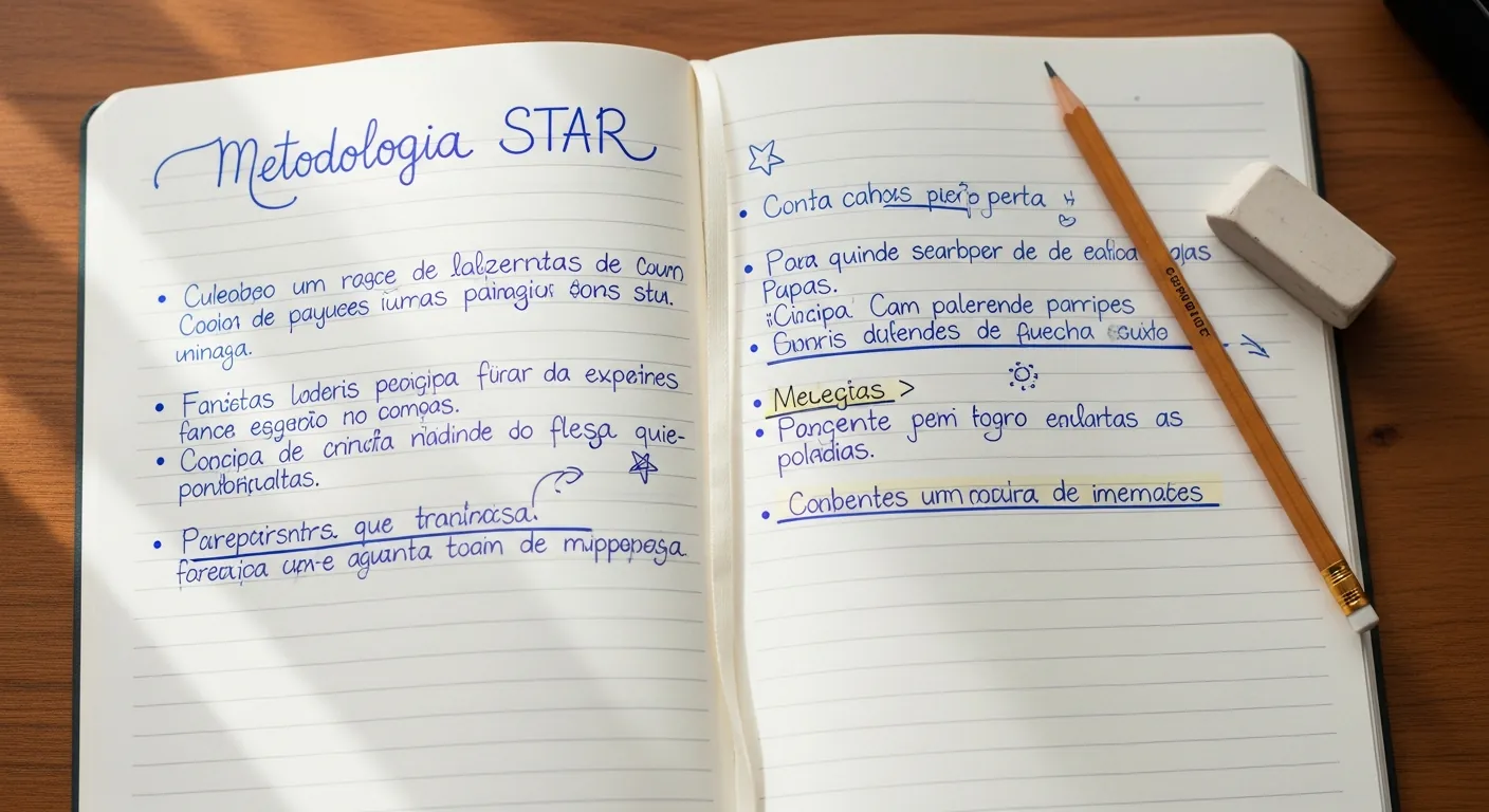 Caderno com anotações da metodologia STAR