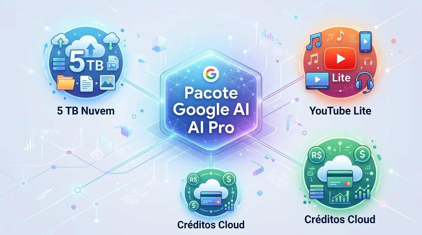 Benefícios inclusos no pacote Google AI Pro além da inteligência artificial