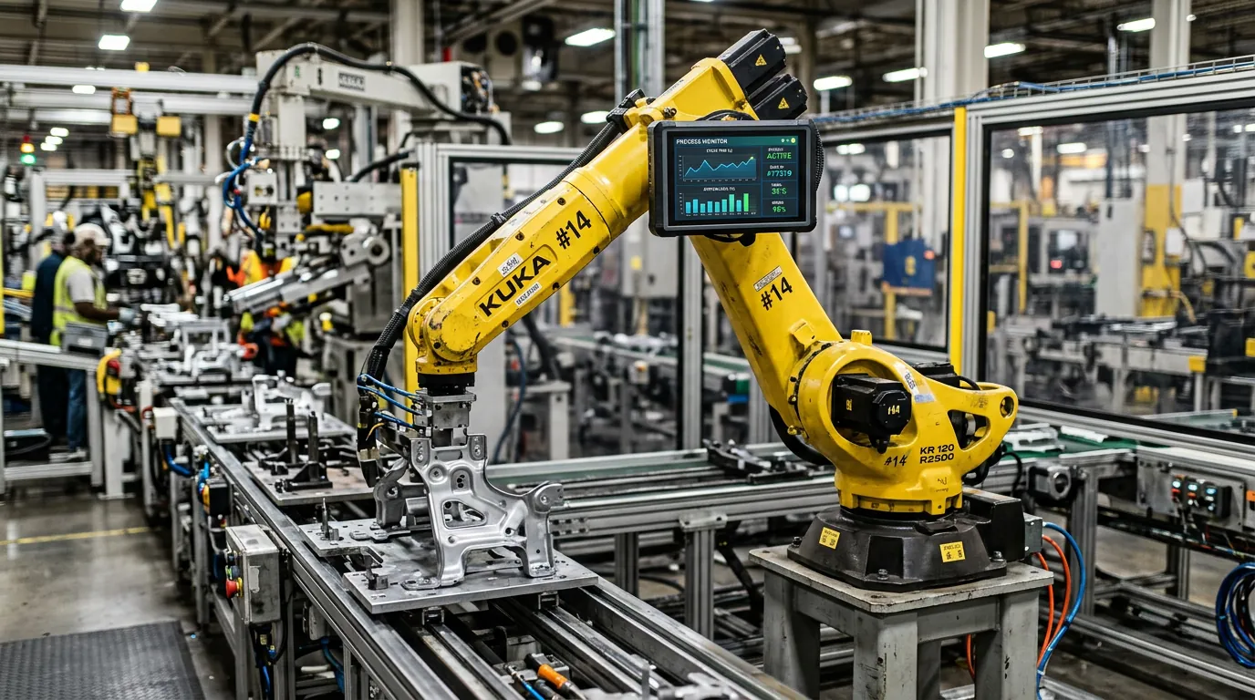 Braço robótico industrial utilizando Edge Computing no chão de fábrica