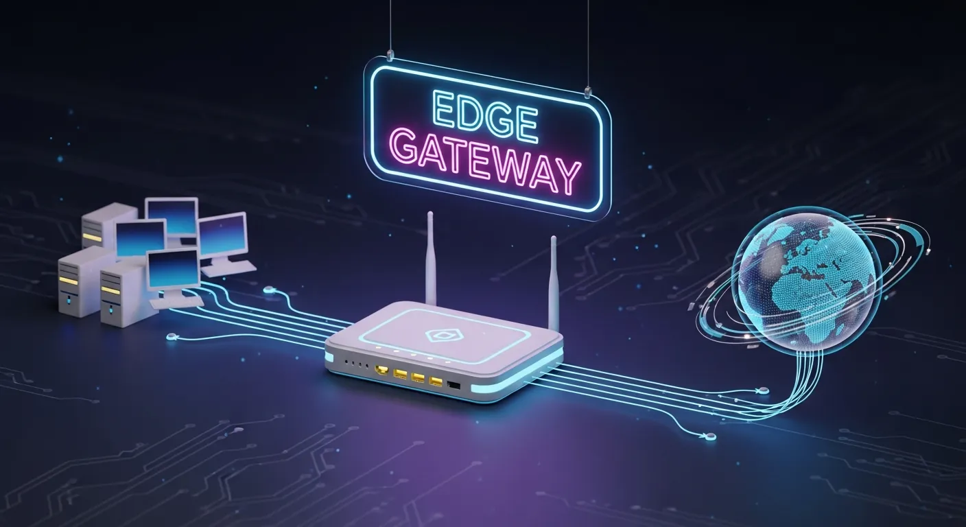 Roteador gateway de borda conectando rede local à internet