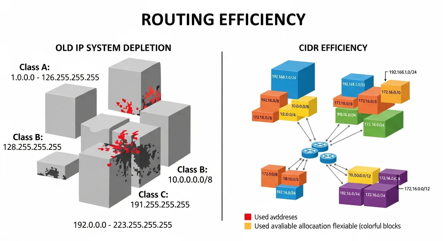 Infografico sobre eficiencia de roteamento CIDR