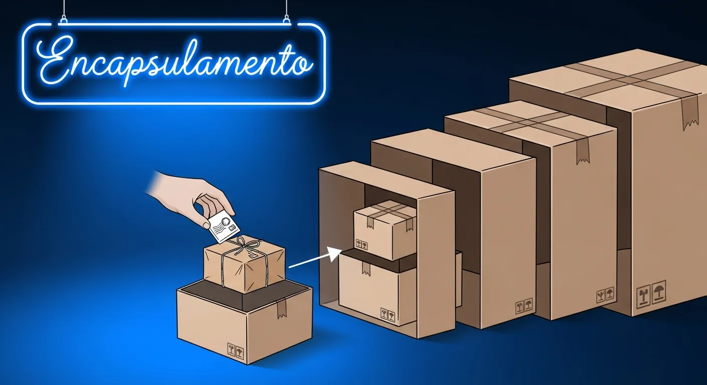 Ilustracao do encapsulamento de dados na rede