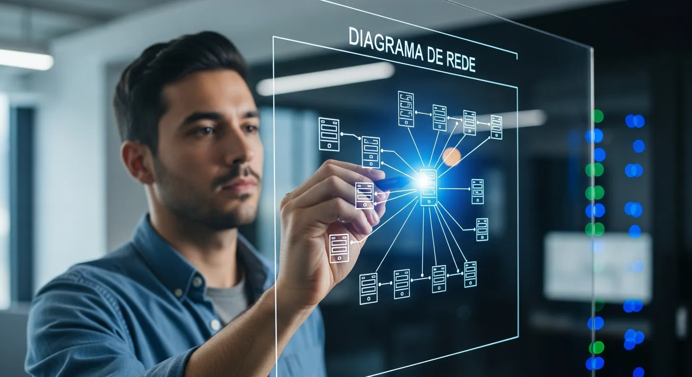 Engenheiro criando diagrama de rede