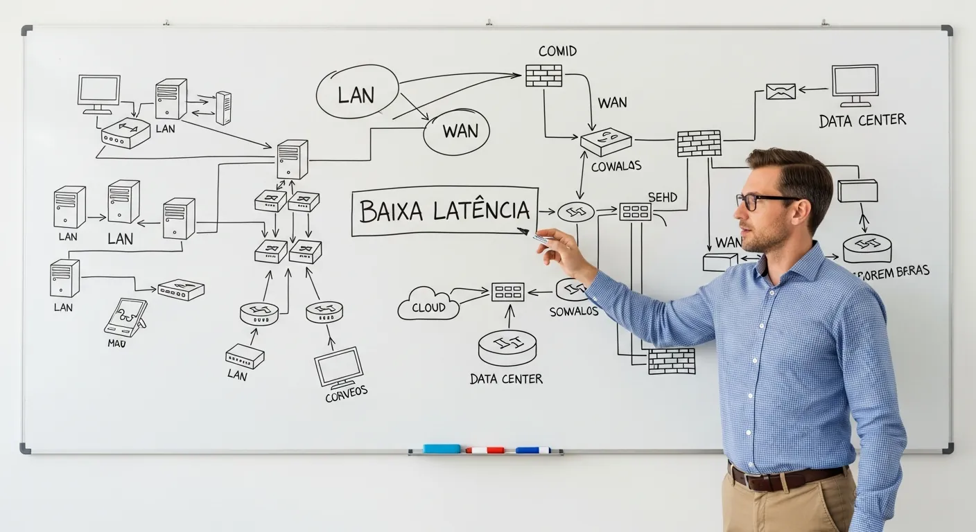 Engenheiro explicando latência em redes