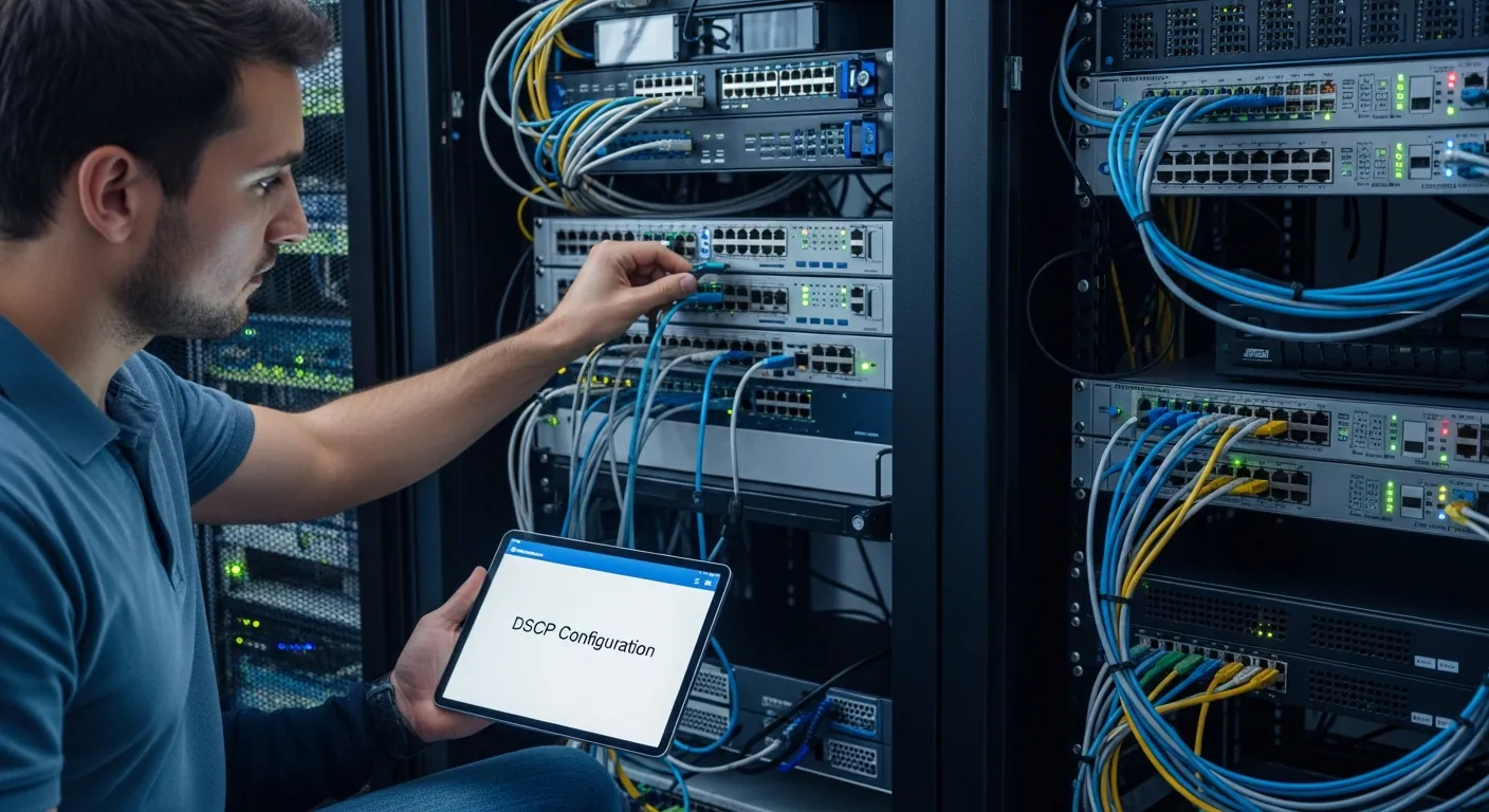 Engenheiro configurando QoS no switch