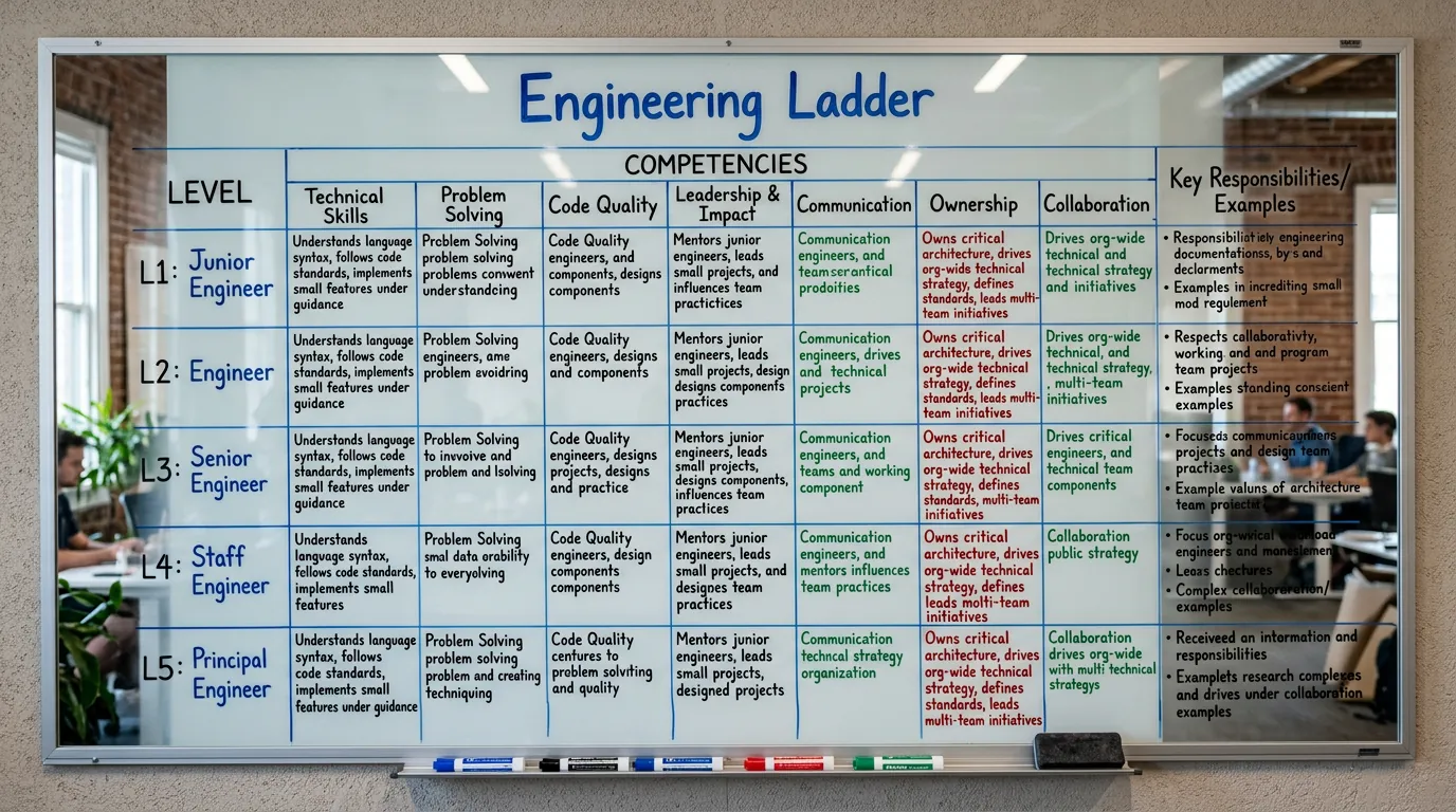 Quadro branco com estrutura de carreira Engineering Ladder