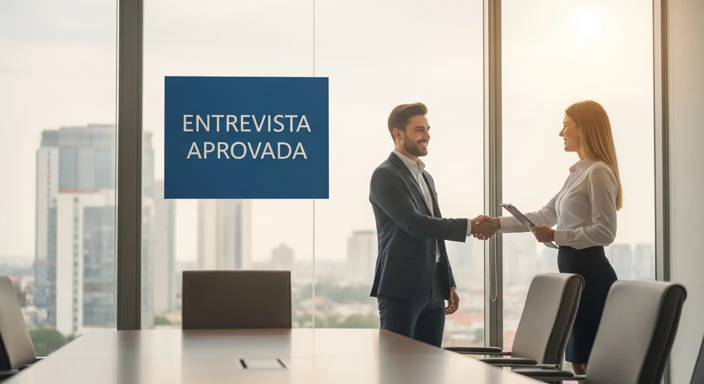 Candidato a programador apertando a mão do recrutador
