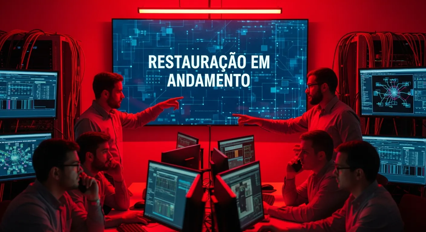Equipe de resposta a incidentes restaurando backups