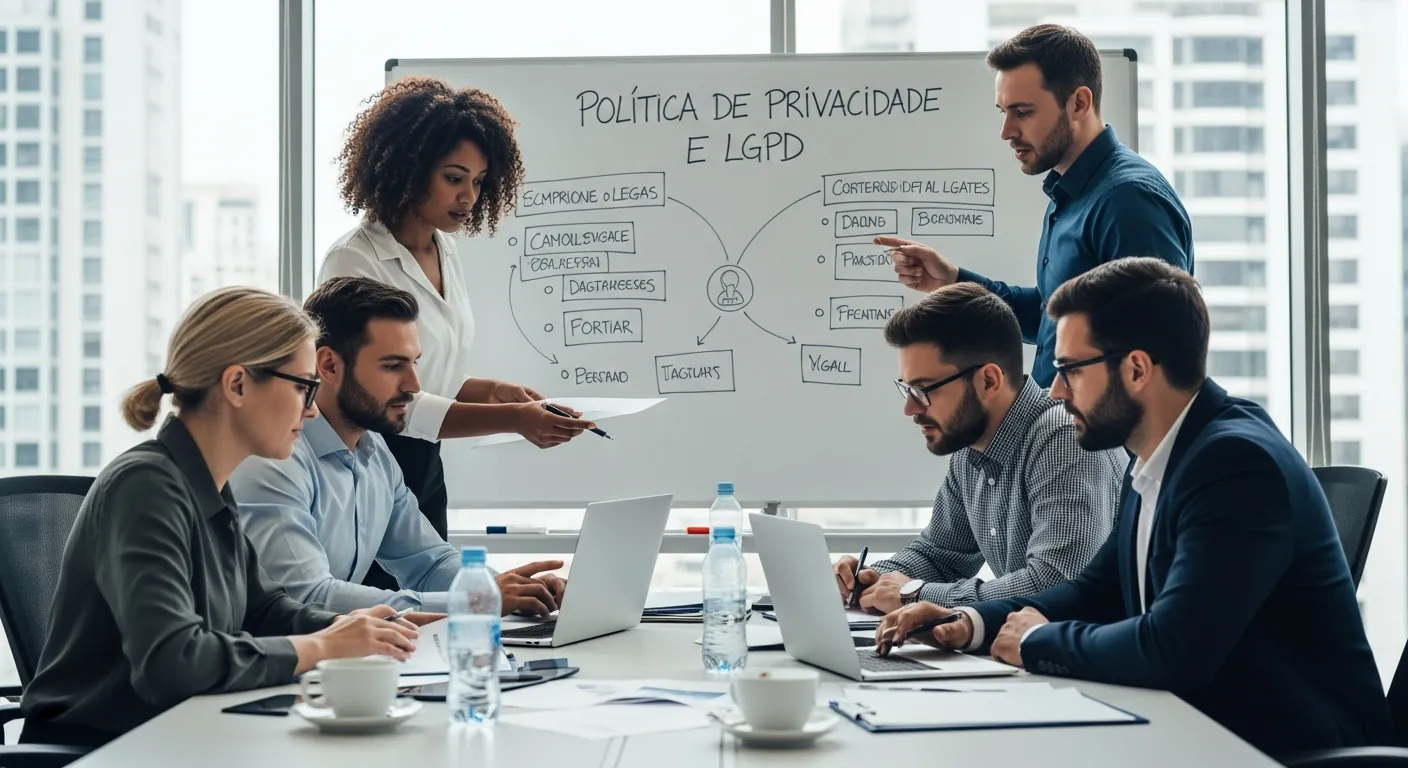 Equipe de TI discutindo política de privacidade