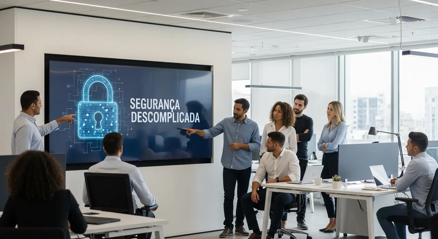 Equipe em treinamento de segurança da informação