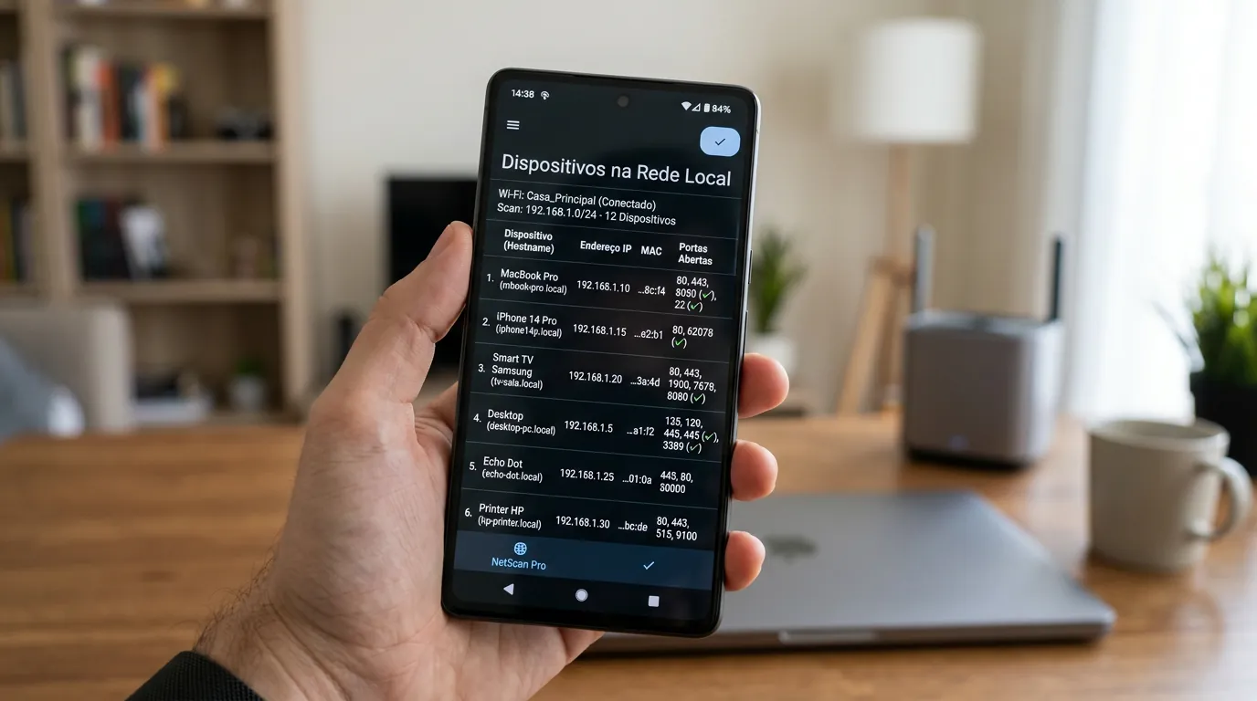 Escaneamento de rede Wi-Fi no celular para localizar câmeras IP