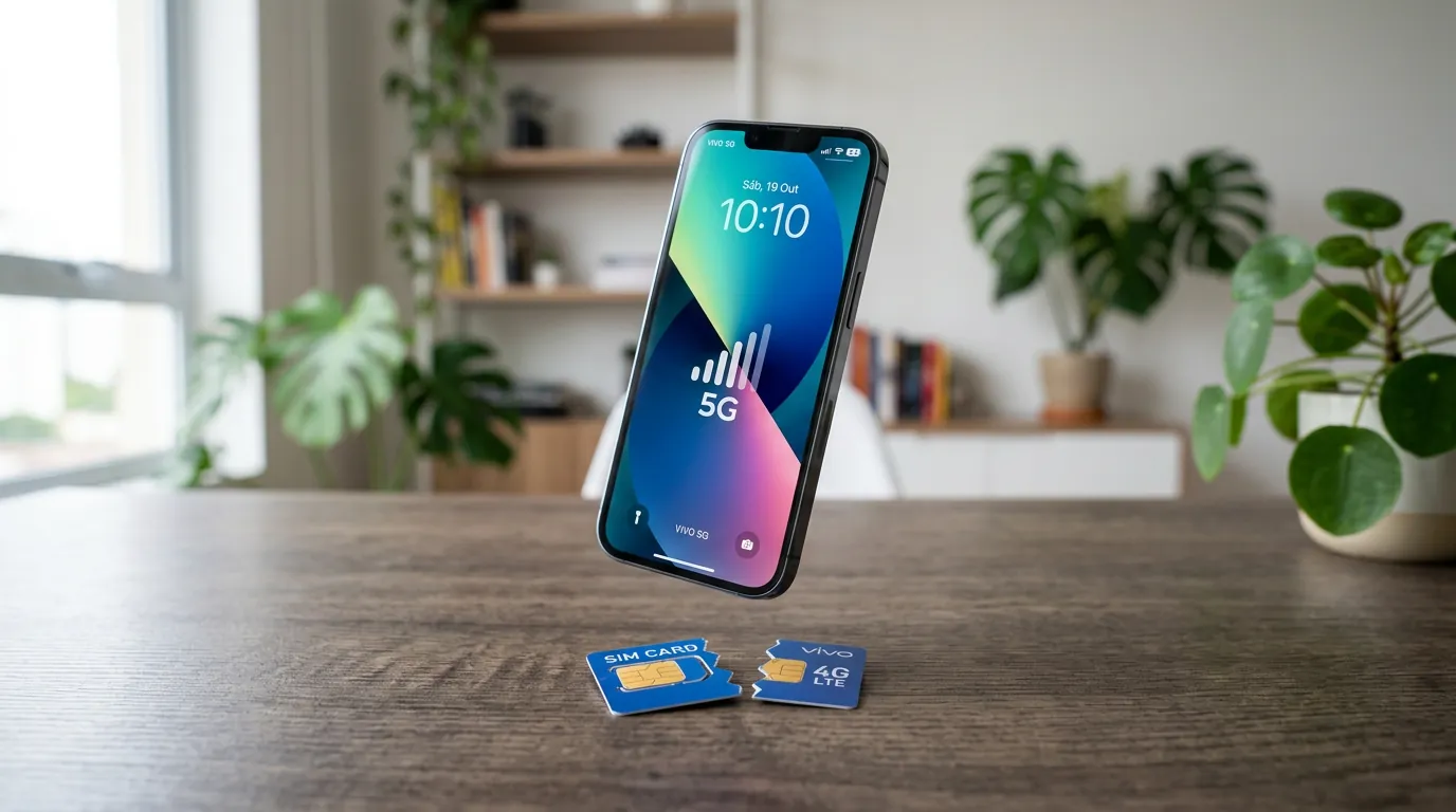Smartphone com eSIM substituindo chip físico