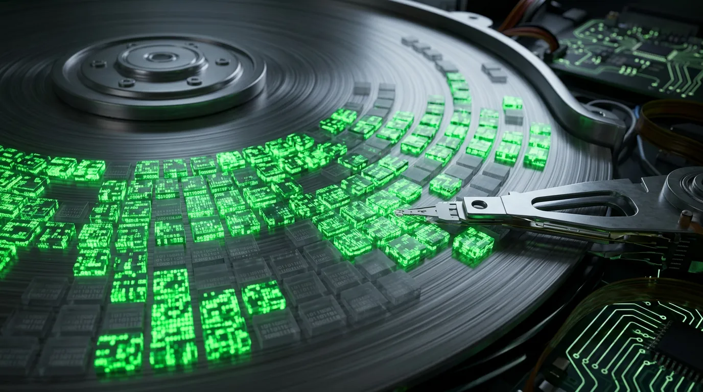 Representação visual de espaço alocado e não alocado em um disco de armazenamento