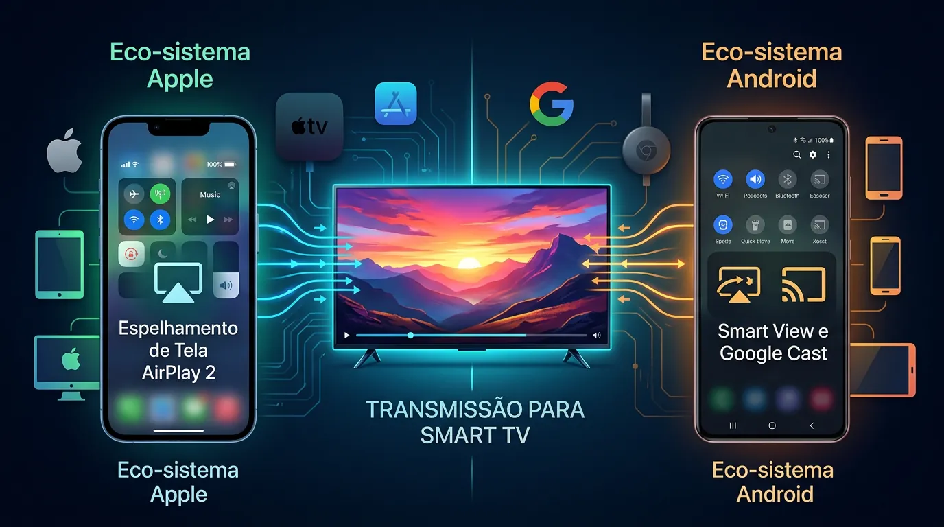Diferença entre AirPlay 2 no iPhone e Smart View ou Google Cast no Android