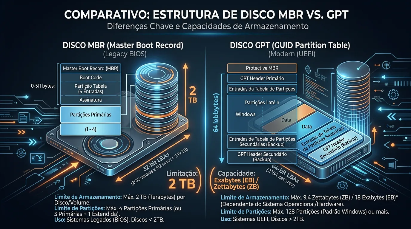 Tabela de Partição GPT vs MBR