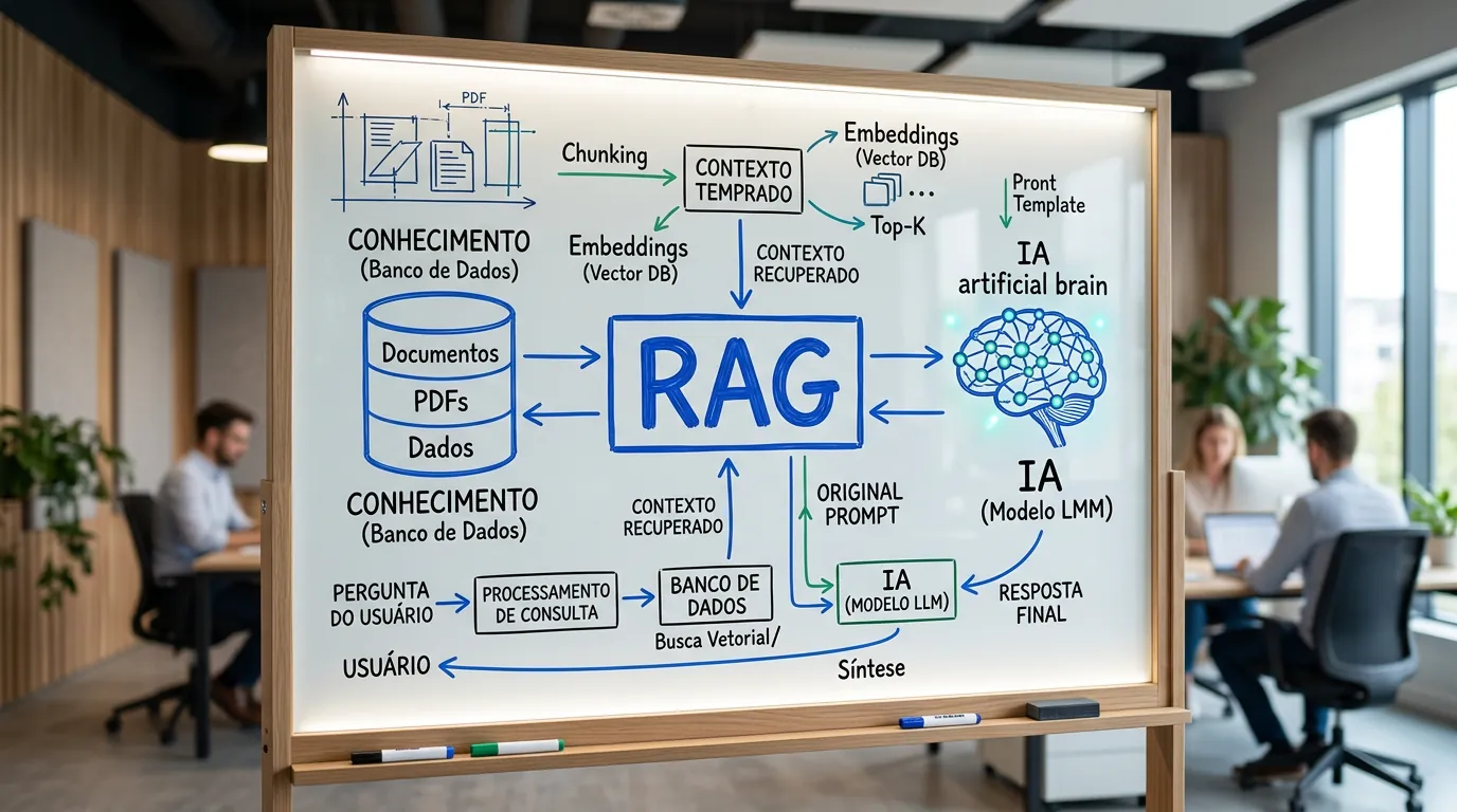 Diagrama explicando o fluxo do RAG para IA