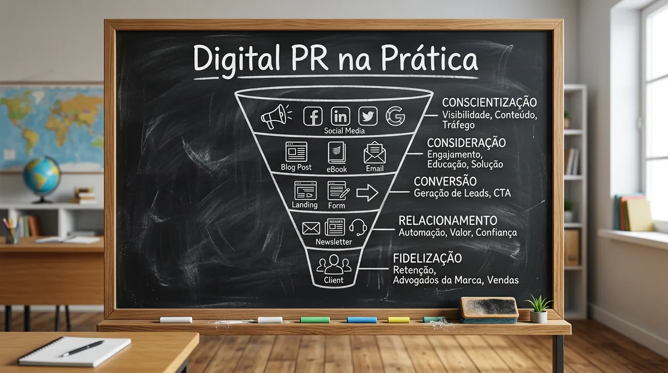 Lousa com estratégia de Digital PR