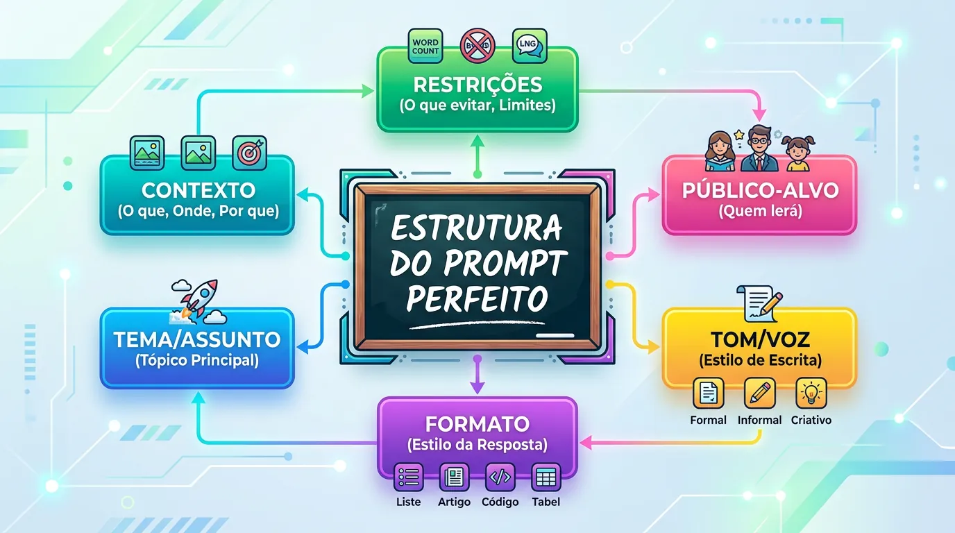 Diagrama ilustrando a estrutura de um prompt de IA