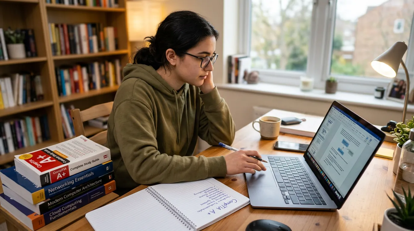 Estudante se preparando para certificação de TI