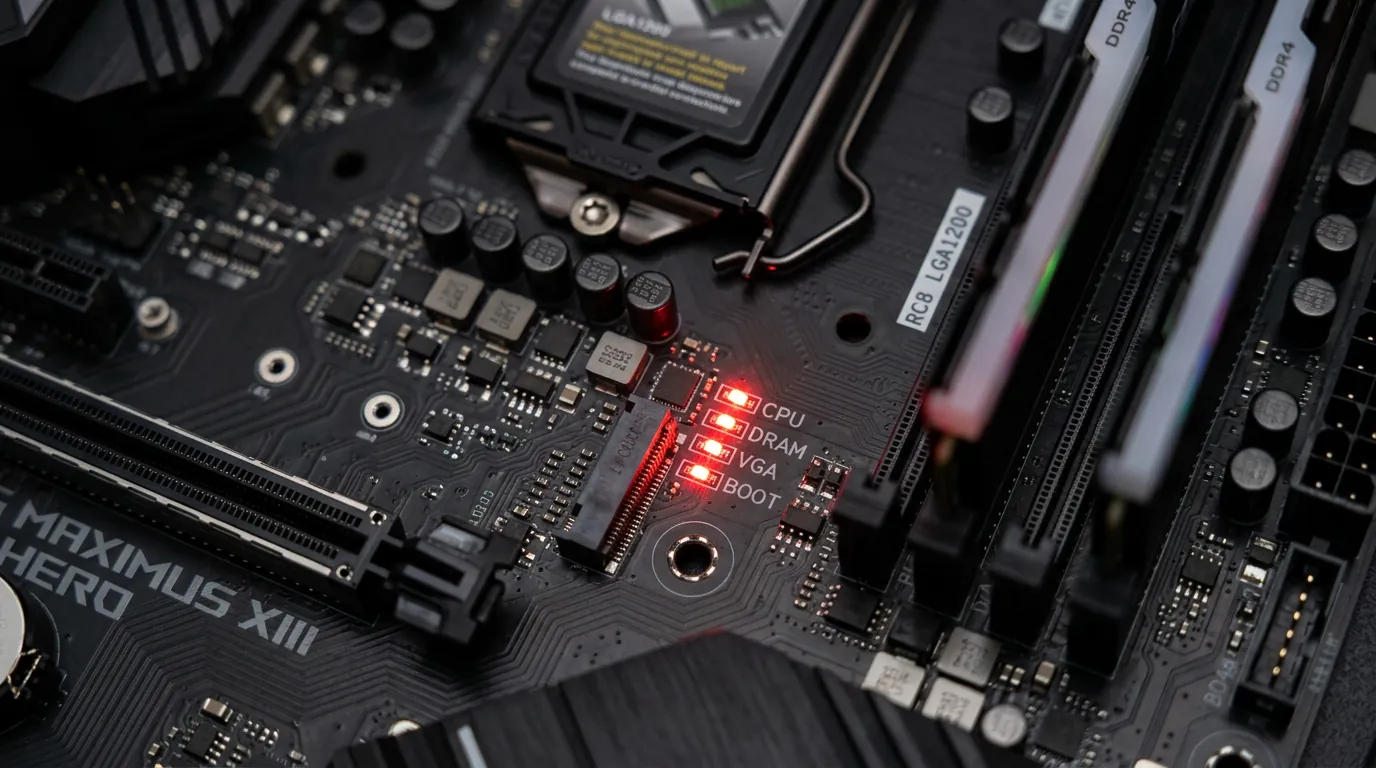 EZ Debug LED em placa mãe indicando erro