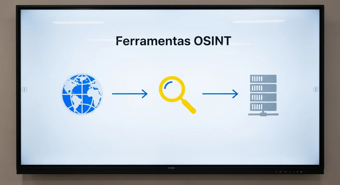 Diagrama mostrando ferramentas de OSINT em uma lousa digital