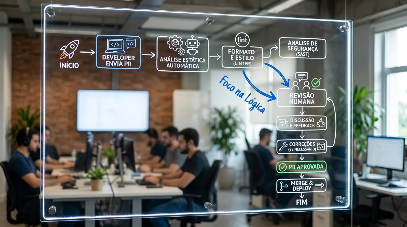 Fluxograma de Code Review com automação