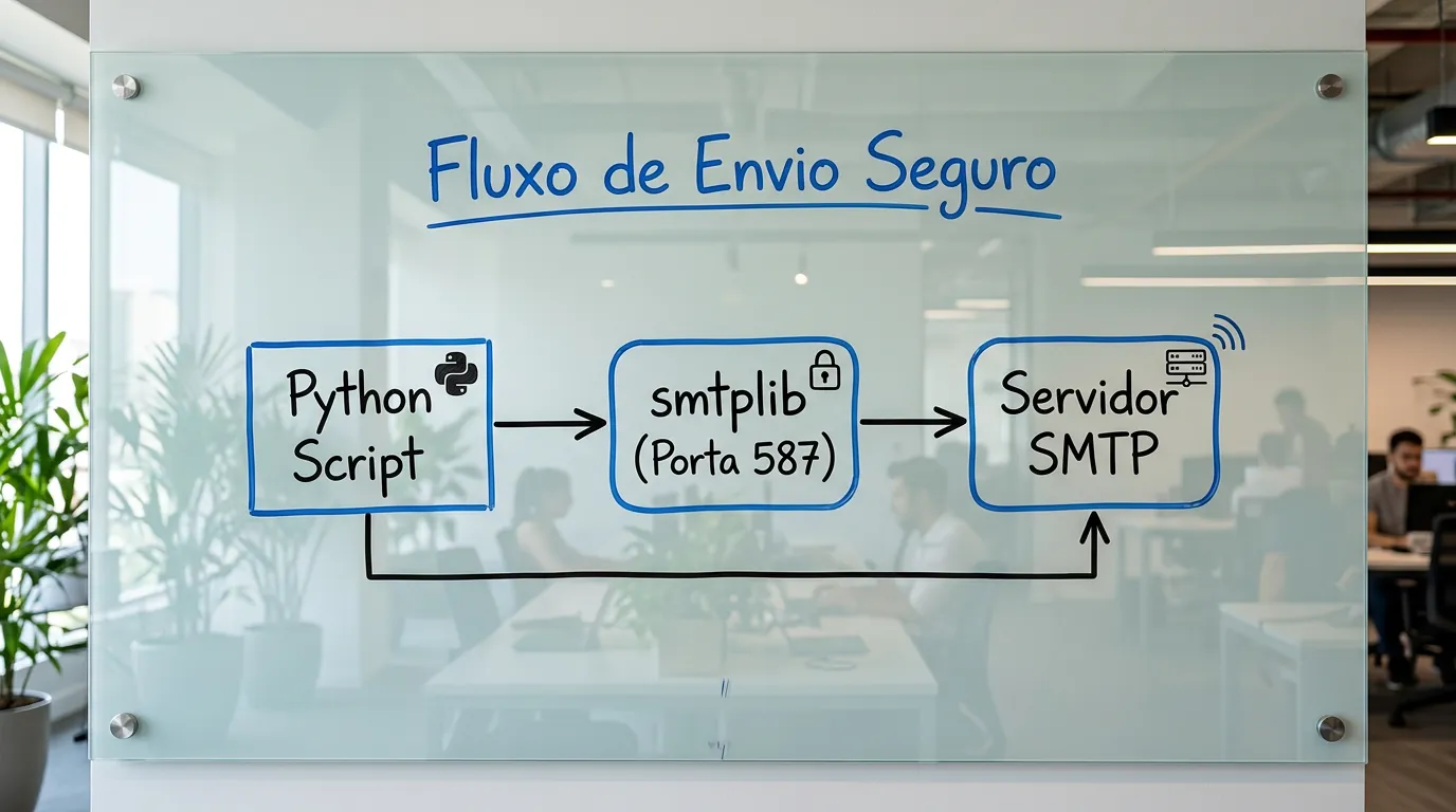 Fluxograma de envio de e-mail com Python via SMTP