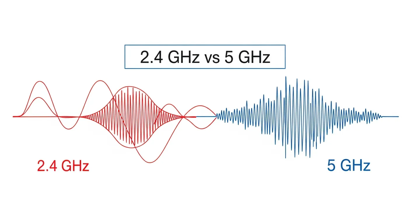 Comparação gráfica das frequências 2.4 GHz e 5 GHz