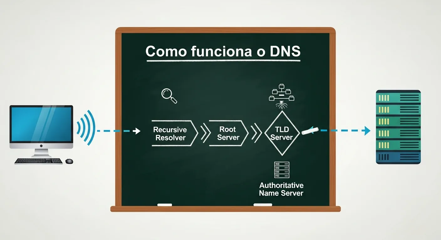 Infográfico de funcionamento do sistema DNS