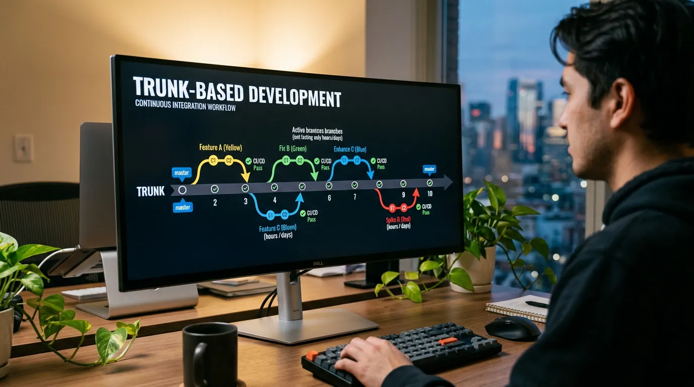 Diagrama de Trunk-Based Development no Git