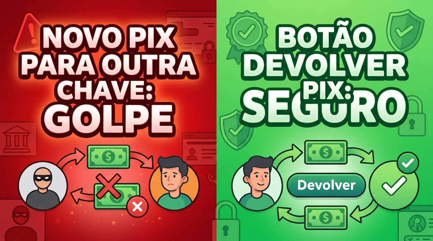 Diferença entre cair no golpe do Pix errado e fazer a devolução segura para a conta de origem