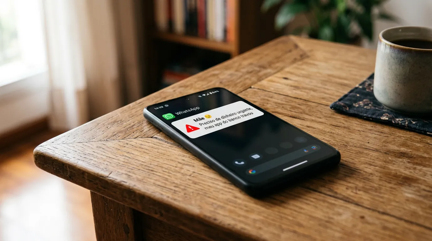 Notificação de golpe do falso parente no WhatsApp