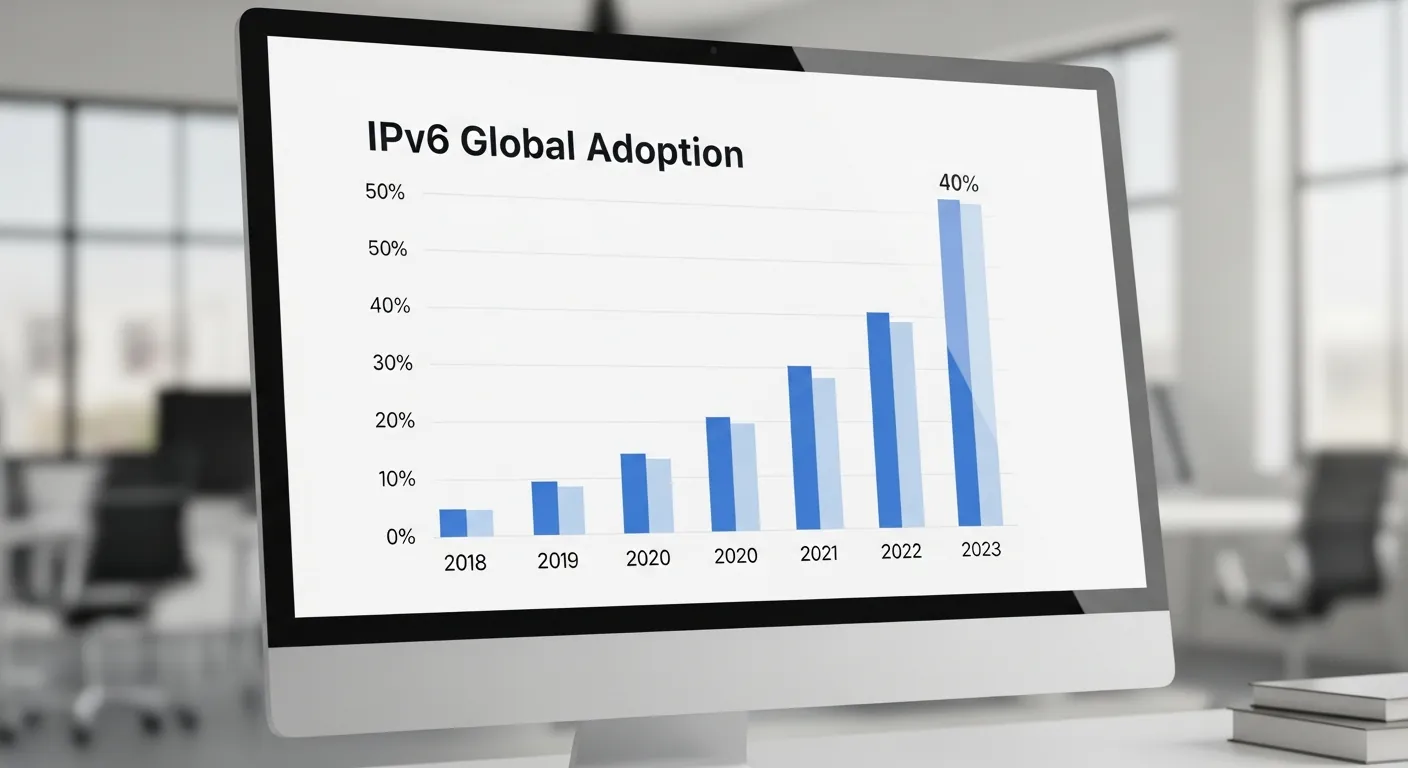 Gráfico de adoção global do IPv6